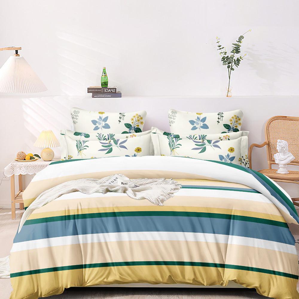 Super Soft Line Floral Design Ac Comforter Set (4 pc Set, king Size)