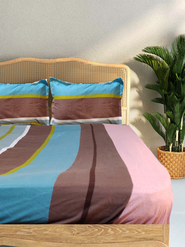 Fitted Line Design Double Bedsheet ( 90*100inch, King )