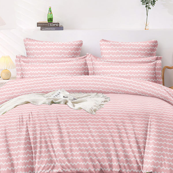 Super Soft Wave Pink Design Ac Comforter Set (4 pc Set)