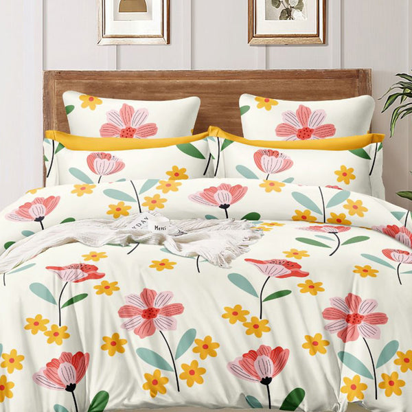 Super Soft Plumeria Design Ac Comforter Set (4 pc Set, king Size)