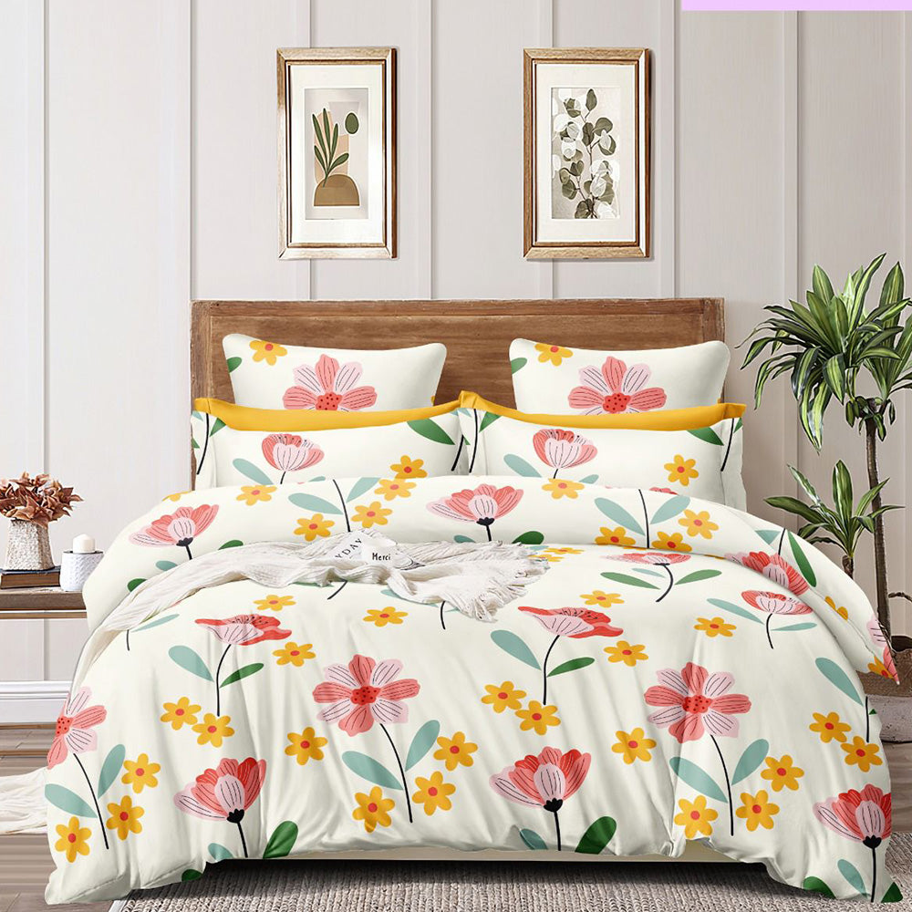 Super Soft Pulmeria Design Double Bedsheet ( 90*100inch, King )