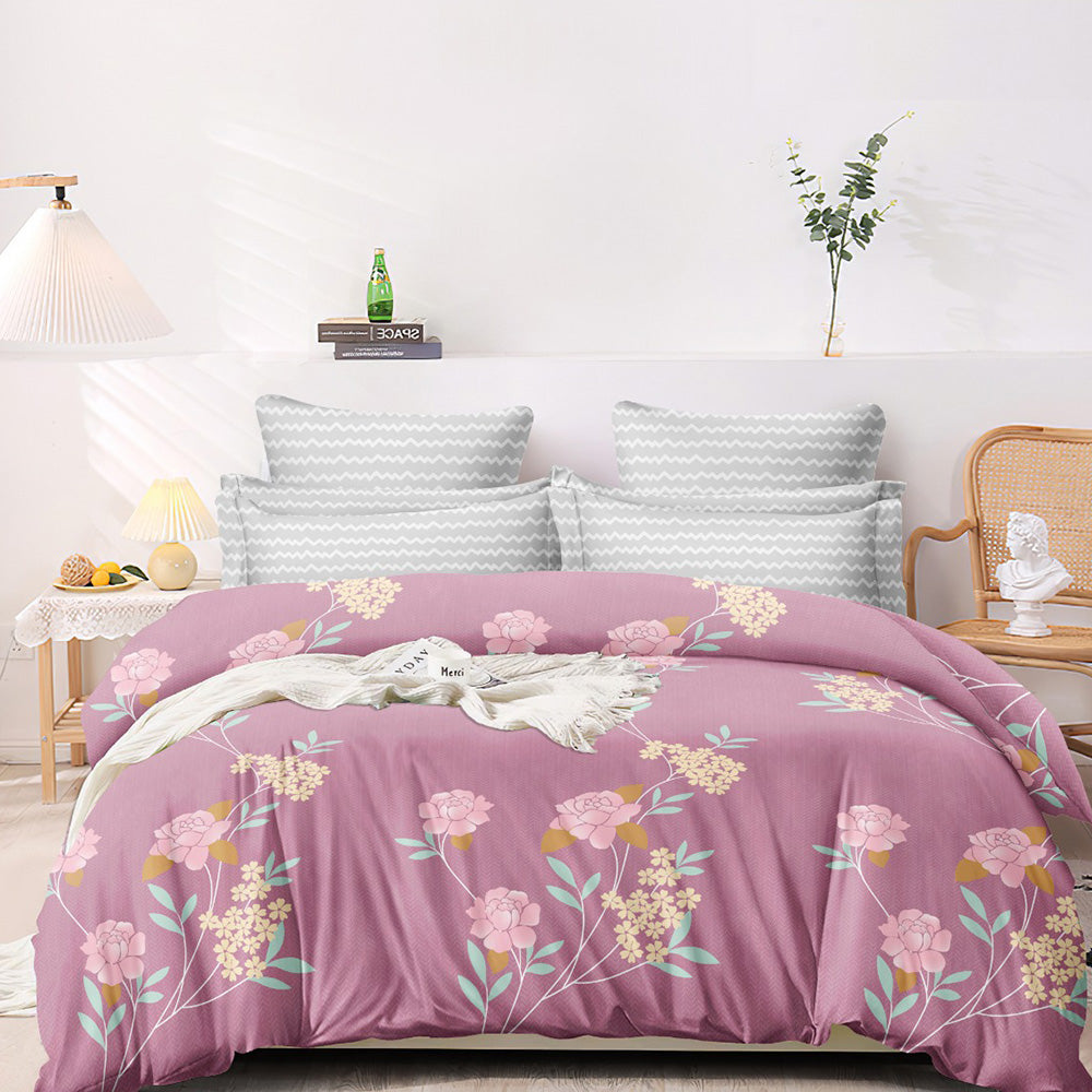 Super Soft Purple Lotus Design Ac Comforter Set (4 pc Set, king Size)