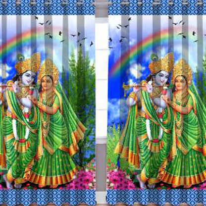 Beautiful Long Crush Solid Radha Rani Curtain Combo ( 4 x 7 , pack of 2)