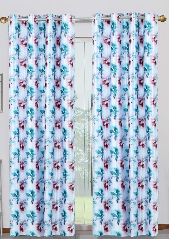 Beautiful Long Crush Solid Leaf Curtain Combo ( 4 x 7 , pack of 2)