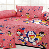 Doraemon Single Bedsheet ( 100% cotton, 8pc set, Diwan set )