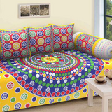 Jaipuri Design Single Bedsheet ( 100% cotton, 6pc set, Diwan set )