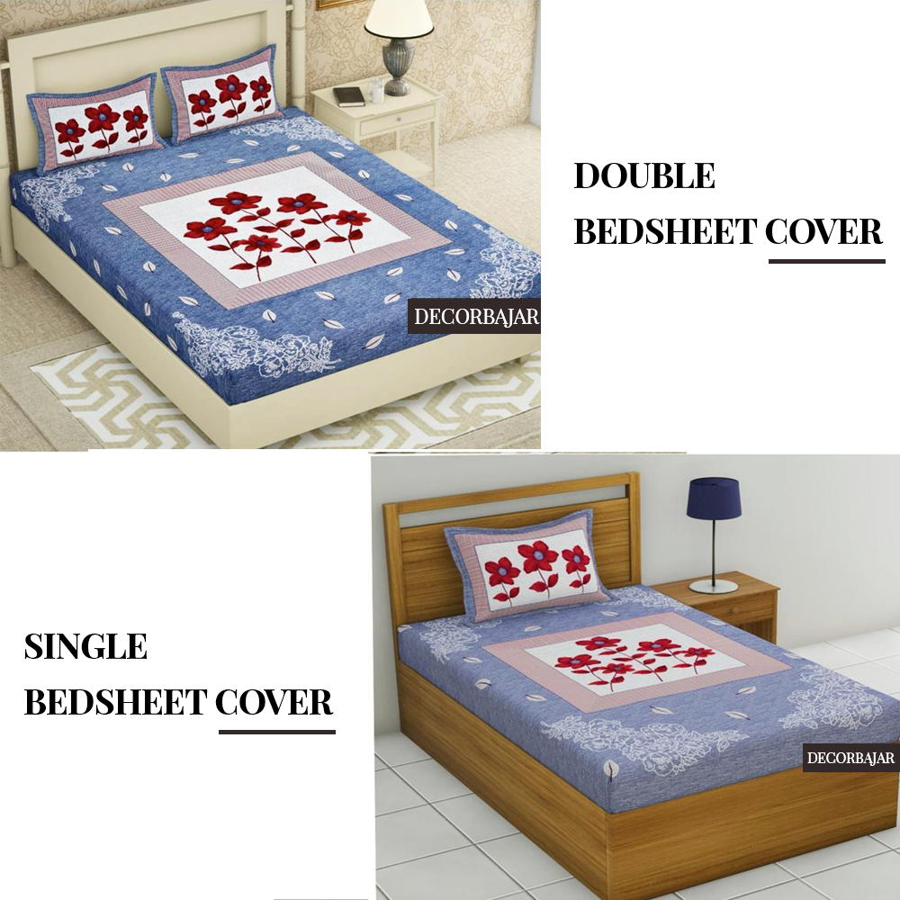 Combo Of 100% Cotton Double & Single Bedsheet