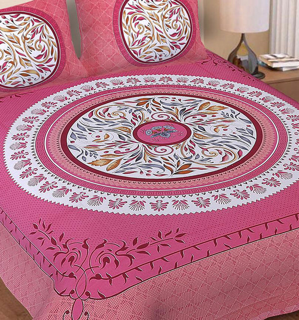 100% Cotton Design Double Bedsheet ( 90*100inch, Queen)