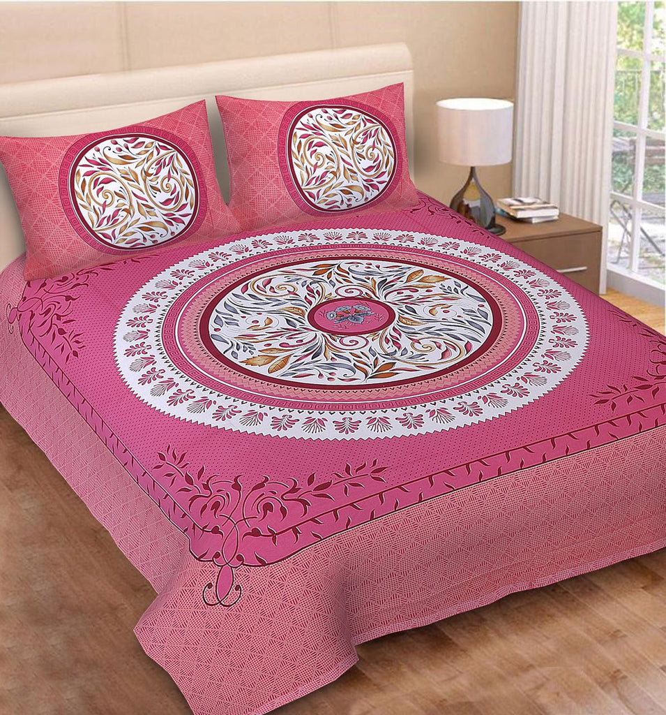 100% Cotton Design Double Bedsheet ( 90*100inch, Queen)