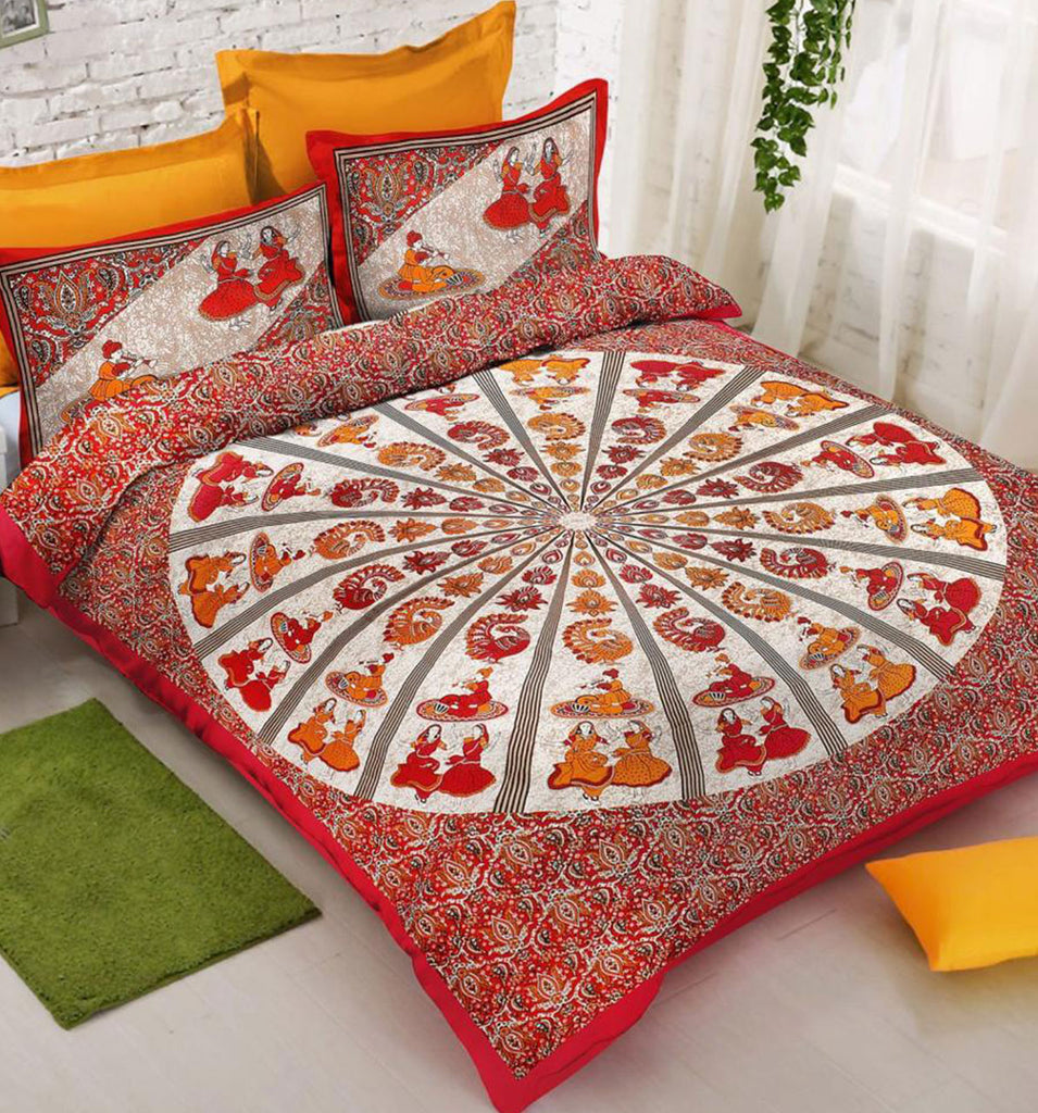 100% Cotton Design Double Bedsheet ( 90*100inch, Queen)