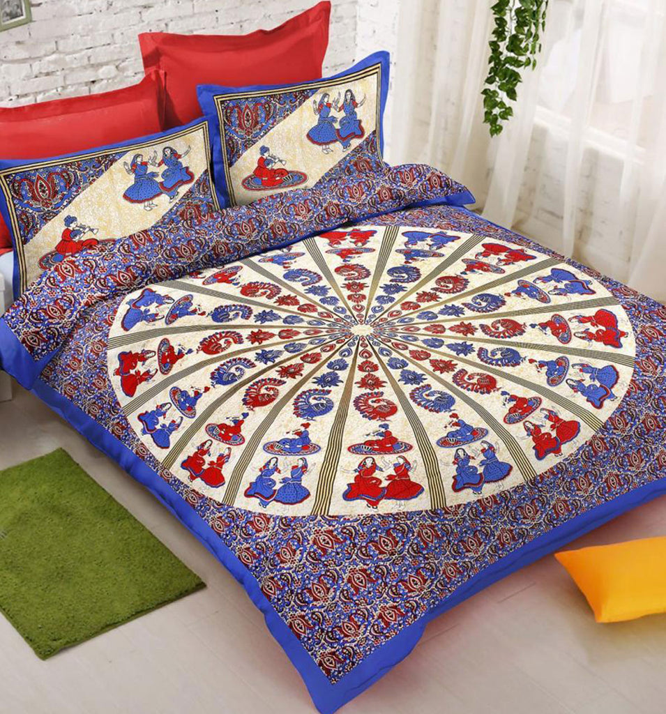 100% Cotton Design Double Bedsheet ( 90*100inch, Queen)