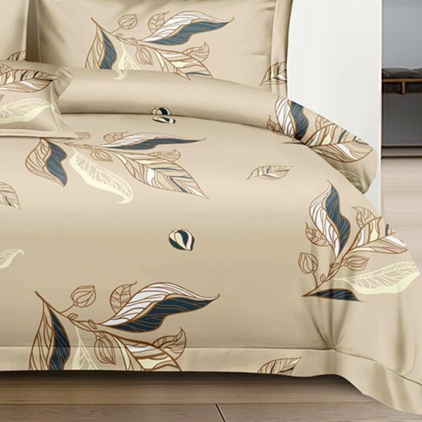 Super Soft Tweed Leaf Design Double Bedsheet ( 90*100inch, King )