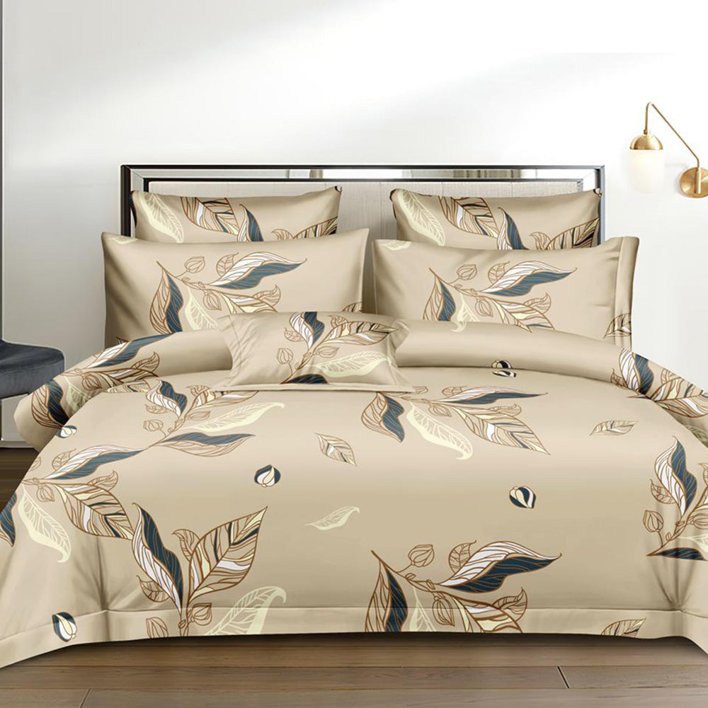 Super Soft Tweed Leaf Design Double Bedsheet ( 90*100inch, King )