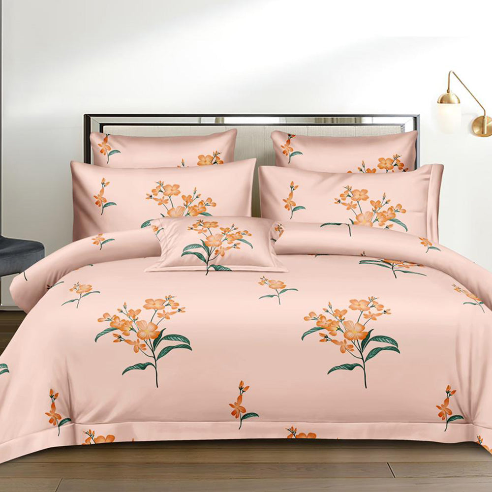 Super Soft Tweed Pink Design Double Bedsheet ( 90*100inch, King )