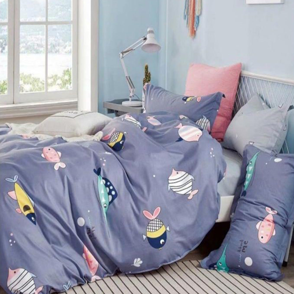 Super Soft Kids Fish Design Ac Comforter Set (4 pc Set, king )