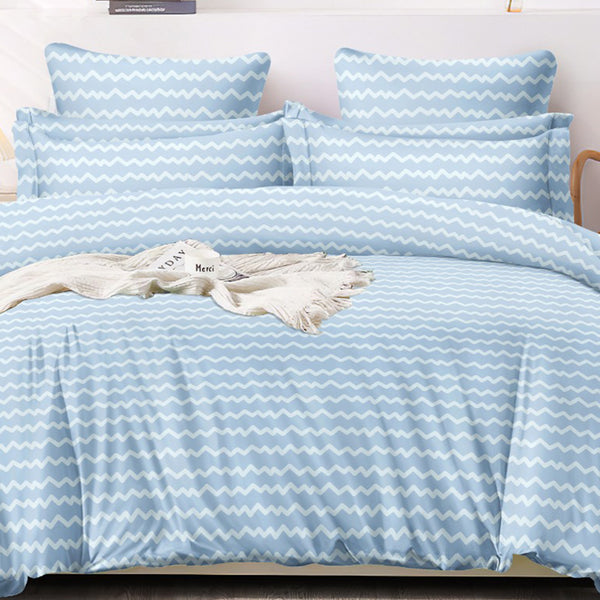 Super Soft Wave Blue Design Double Bedsheet ( 90*100inch, King )